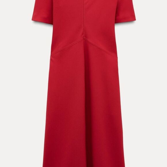 NWT Zara Front Slit Midi Dress in Bold Red, Size Medium - Picture 7 of 12